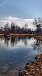 Scenic view of lake against sky