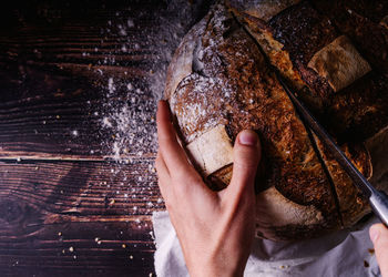 Close-up of person preparing food