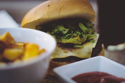 Close-up of served food in bowl