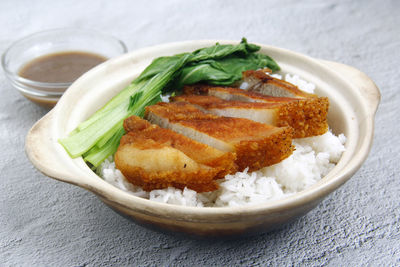 Close-up of food in bowl on table