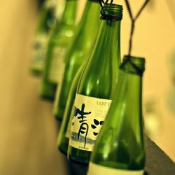 Close-up of wine bottles