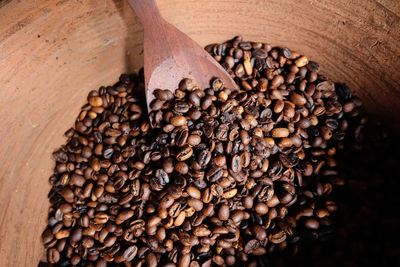 High angle view of coffee beans