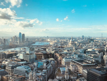 High angle view of cityscape against sky