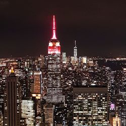 Illuminated cityscape at night