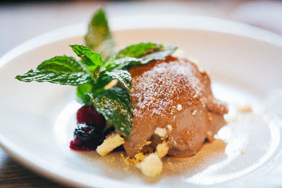 Close-up of dessert in plate