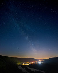 Scenic view of star field against sky at night