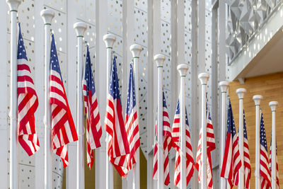 Usa flags in front of usa pavilion at expo 2020