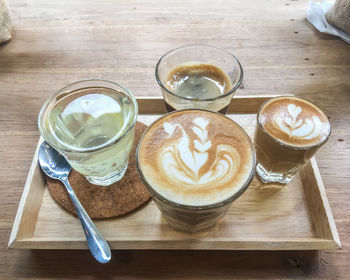 High angle view of coffee on table
