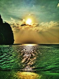 Scenic view of sea at sunset