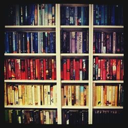 Full frame of books on shelf