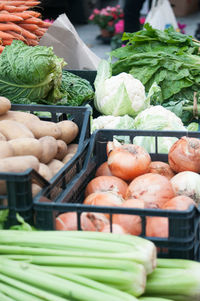 Vegetables for sale at market stall