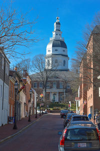 Road along buildings