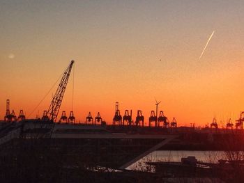 Construction site at sunset