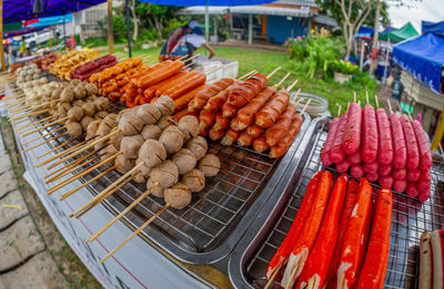 High angle view of vegetables for sale at market stall