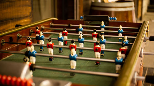 Close-up of foosball table