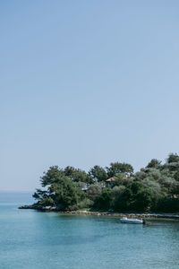 Scenic view of sea against clear sky