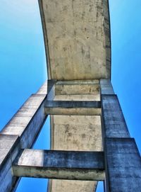 Low angle view of old building against blue sky