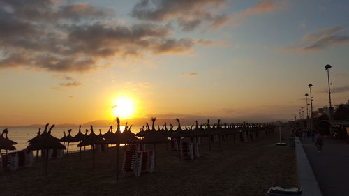 Scenic view of sea at sunset