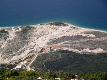 High angle view of road along landscape