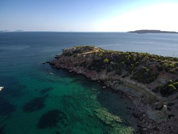 Scenic view of sea against clear sky