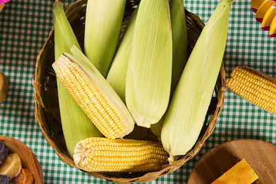 High angle view of vegetables on table