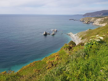 High angle view of sea against sky