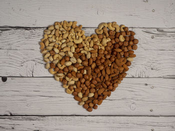 High angle view of heart shape on table