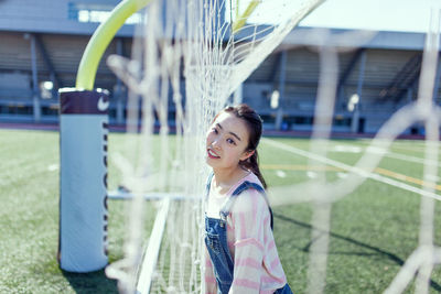 Woman on soccer field