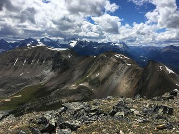 Aerial view of mountains against sky