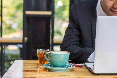 Coffee cup on table