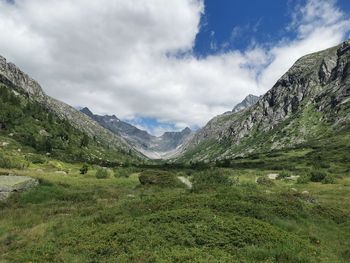 Scenic view of mountains against sky