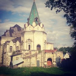 Low angle view of church against sky