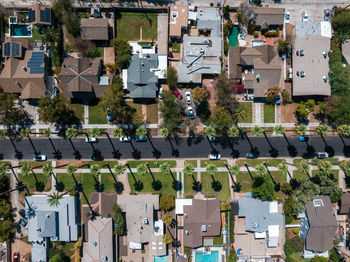 High angle view of buildings in city