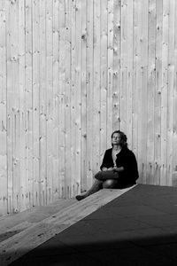 Woman relaxing on steps