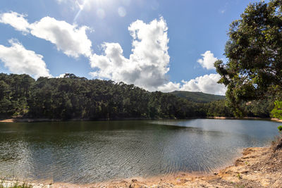 Scenic view of lake against sky