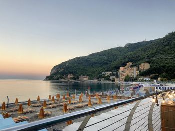 Scenic view of sea against clear sky