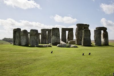 View of old ruins in field