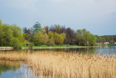 Scenic view of lake against sky