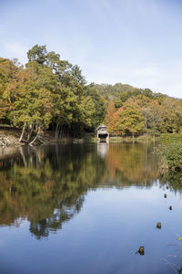 Scenic view of lake against sky