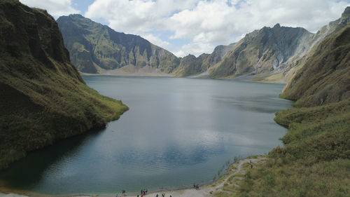 Crater lake of the volcano pinatubo among the mountains, philippines, luzon. 