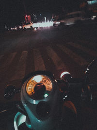 Aerial view of car on road at night