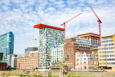 Colorium in harbor called medienhafen at the river rhine in the downtown of düsseldorf, germany