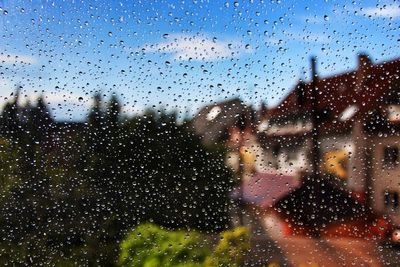 Close-up of water drops on glass