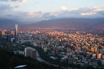 High angle view of city at night