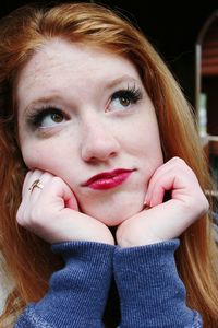 Close-up of thoughtful young woman