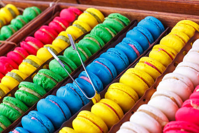 Plenty of multi colored candies macaroons 