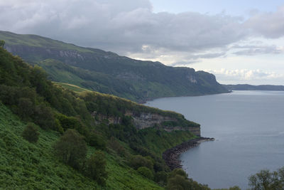 Landscape image of a green untouched coastline off the isle of raasay. a remote scottish location