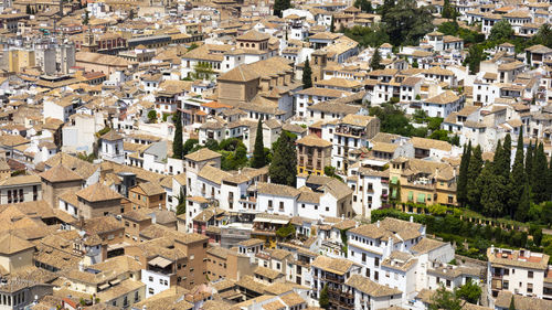 Aerial view of buildings in town