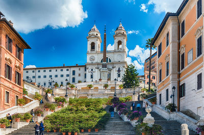 Church of trinita dei monti, piazza di spagna, one of the most famous squares in rome, italy