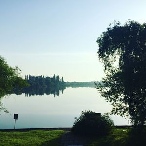 Scenic view of lake against clear sky